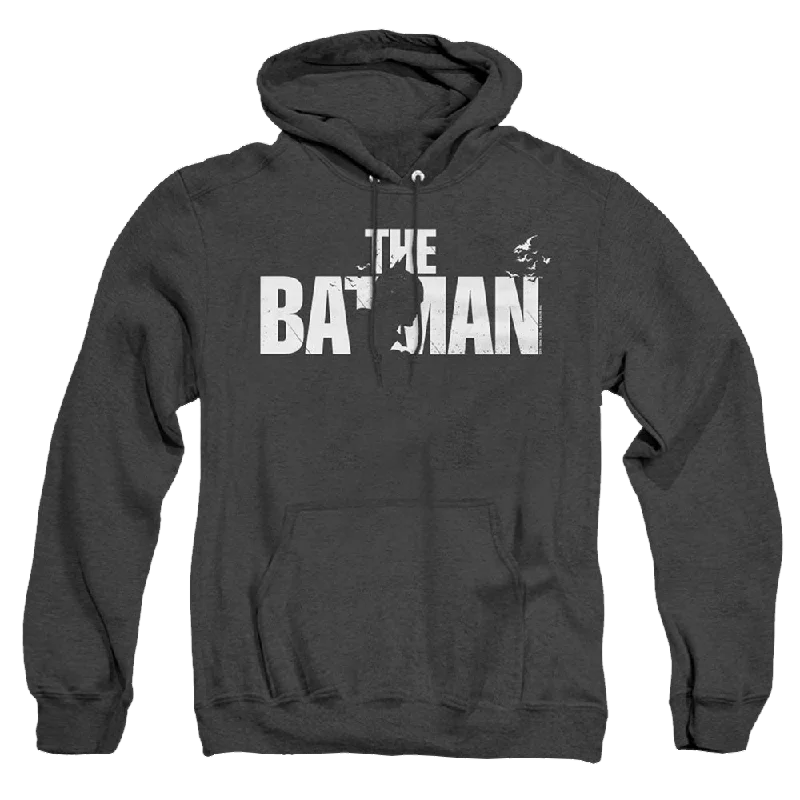 graphic hoodie with printThe Batman (2022) Silhouette Title - Heather Pullover Hoodie