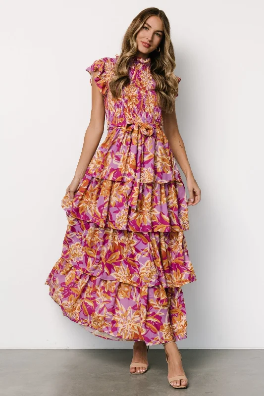 chic dressMya Smocked Maxi Dress | Orchid + Gold Print