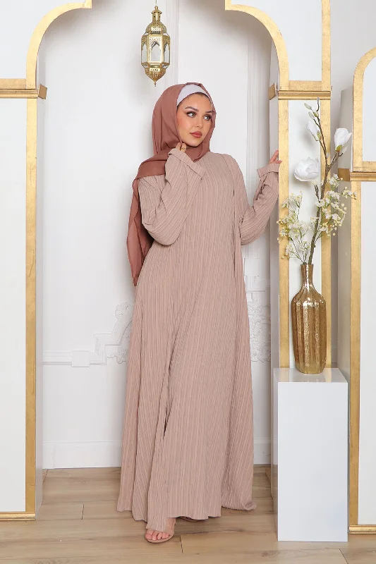 Fantastic Offers Safa Textured Abaya Set- Tan