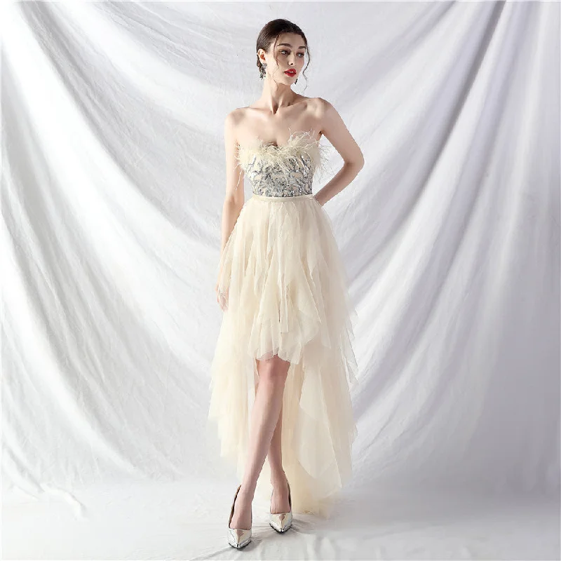 Major Savings Handmade ostrich hair positioning flower beads mesh wedding banquet party dress