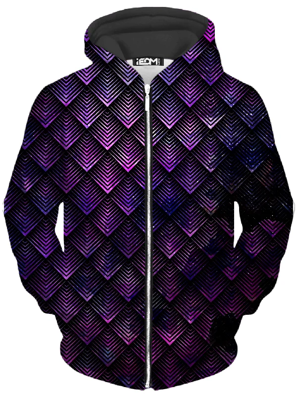 fashion hooded jacketGalactic Dragon Scale Purple Unisex Zip-Up Hoodie