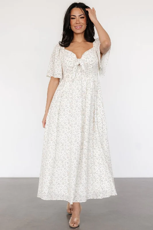 Unmissable Offer Carah Tie Dress | Off White + Gold Floral