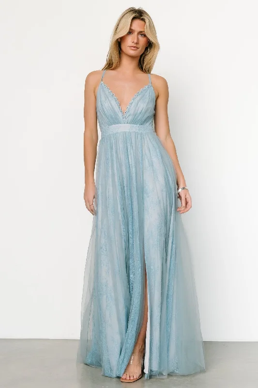 Grand Opening Sale Vasia Lace Tulle Maxi Dress | Soft Blue