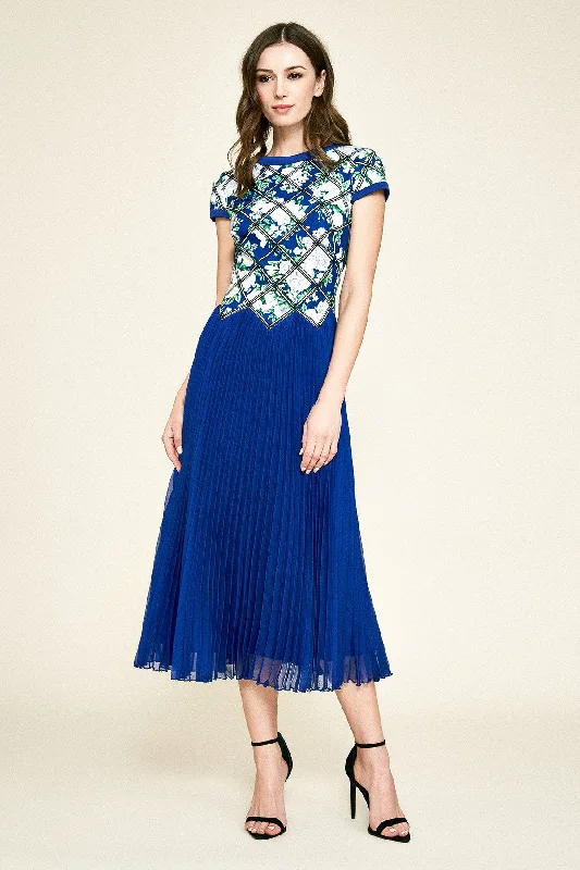 Price Smash TADASHI SHOJI-OTTEY NEOPRENE & CHIFFON TEA LENGTH