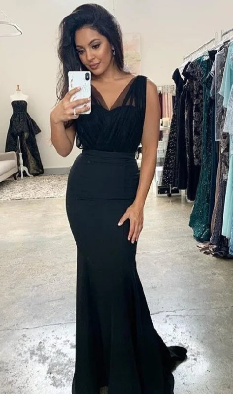 statement dressMermaid Black V Neck Prom Dresses Evening Dress,DS5142