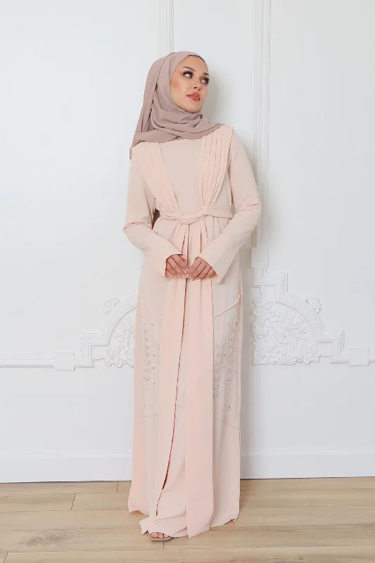 Markdown Madness Ayanna Beaded Wrap Dress- Blush Pink