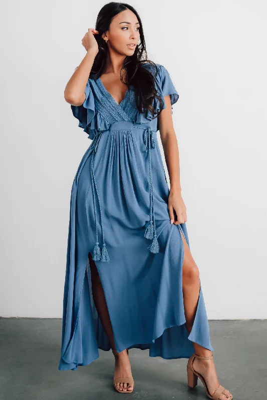 Mega Sale Jennifer Deep V Maxi Dress | Blue
