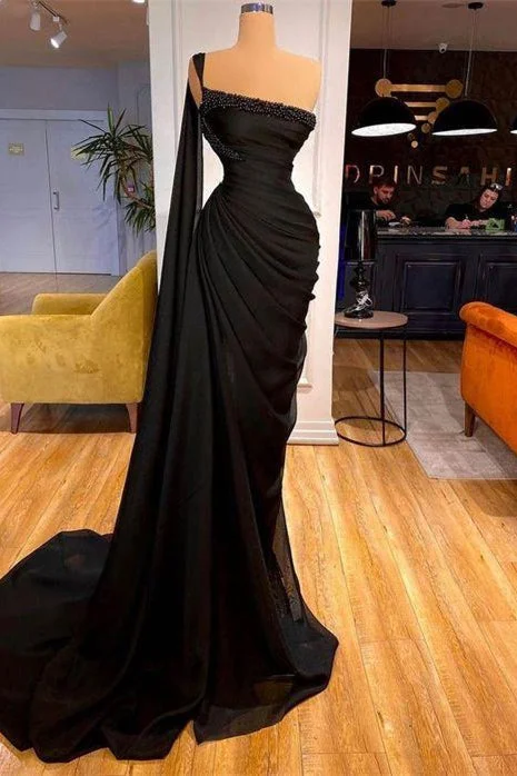 Super Deal Elegant Black Split Mermaid Beading Prom Dresses,F04814