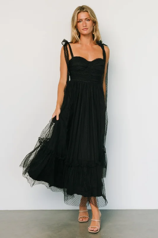 Can't Miss Mavani Swiss Dot Tulle Maxi Dress | Black