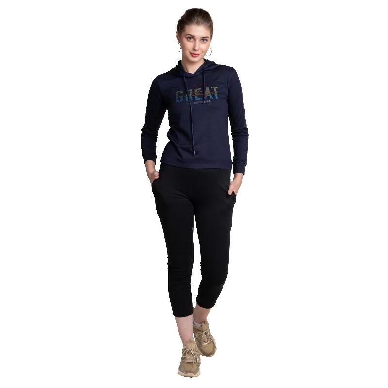 Hurry In Typography printed Ladies Long Sleeve Hoodie