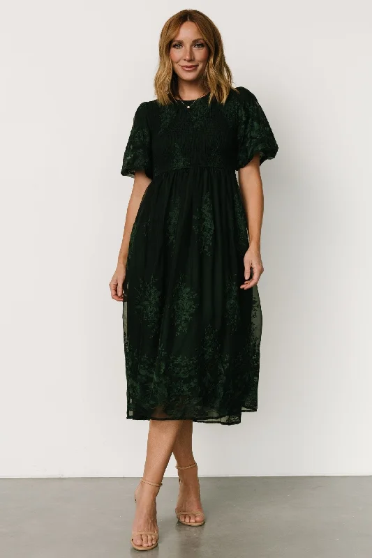 party-ready dressCorrine Embroidered Midi Dress | Emerald