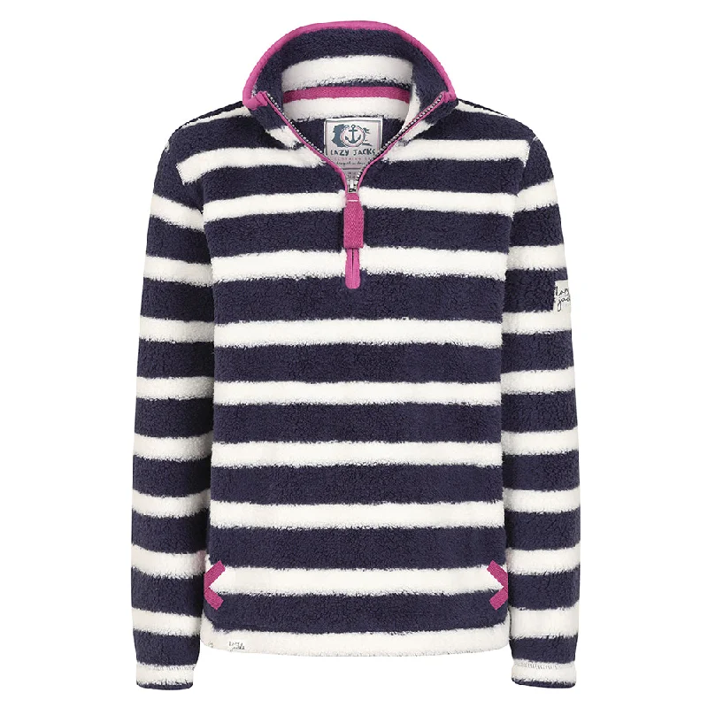 breathable gym hoodieLJ86S - Striped 1/4 Zip Sweatshirt - Marine