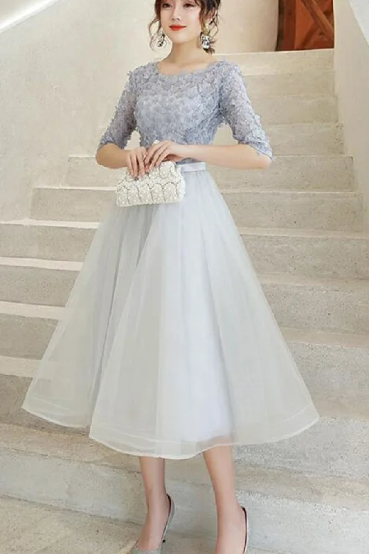 Seasonal Sale Half Sleeve Patchwork Contrast Tulle A-line Dress
