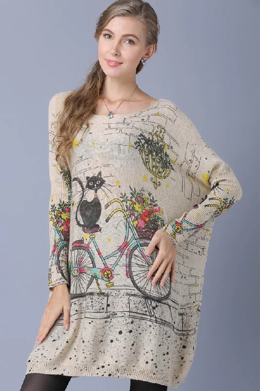Weekend Deal Long Sleeve Boat Neck Loose Sweater Dress