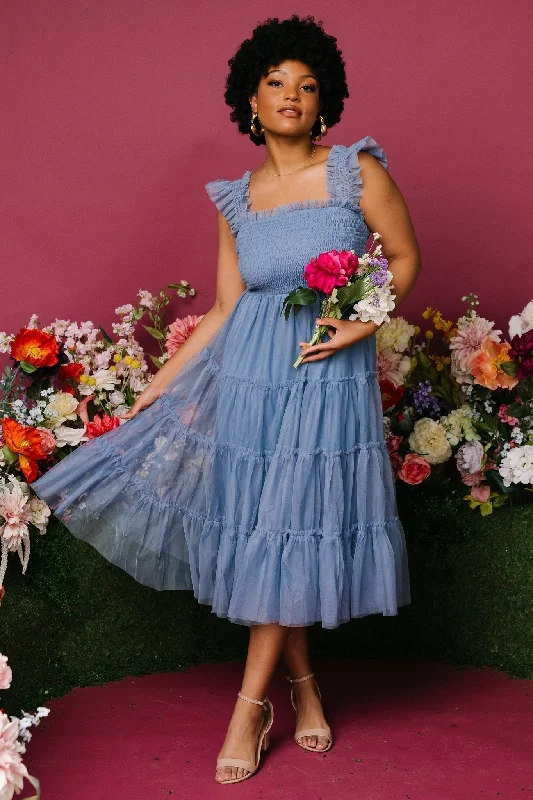 sophisticated dressEmma Smocked Tulle Dress | Slate Blue