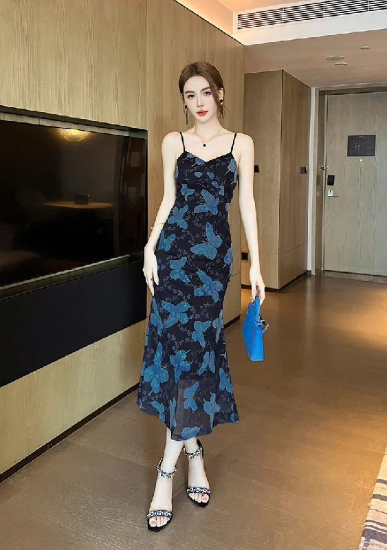 Flash Deals Elegant Halter Off-the-Shoulder Floral Holiday Dress