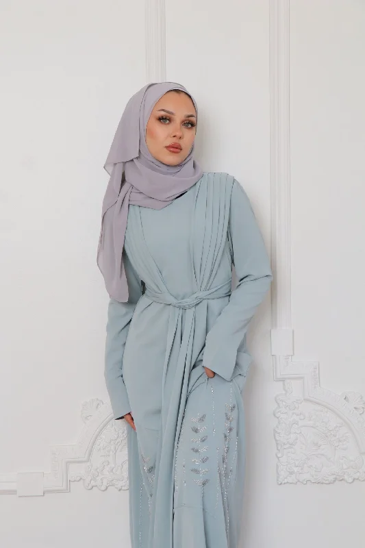 Inventory Reduction Ayanna Beaded Wrap Dress- Stormy Blue