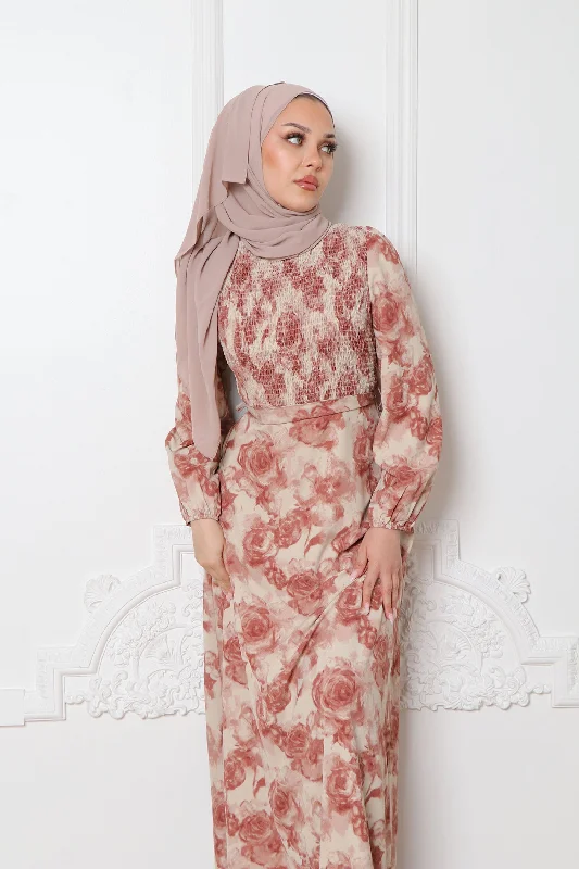 Big Discounts Raven Floral Shirred Dress- Pink