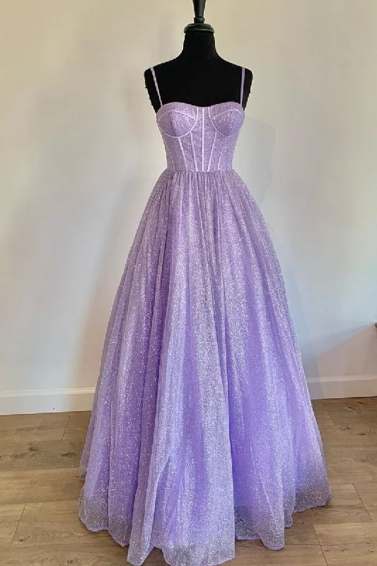 Markdown Madness Princess Lilac Straps A-line Long Prom Dress,DS3480