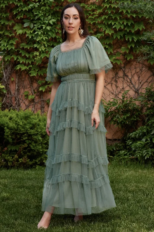 summer floral dressMagdalena Tulle Maxi Dress | Eucalyptus