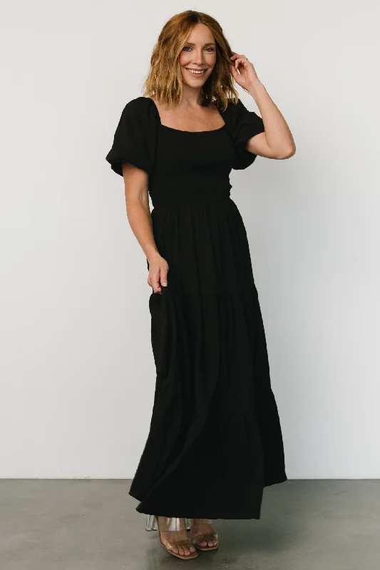 flowy maxi dressAmaya Smocked Dress | Black