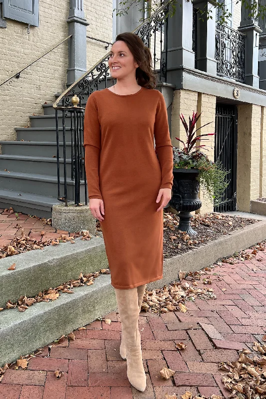 The Best Prices THE QUINN EVERYDAY SCOOP NECK SWEATER DRESS IN TERRACOTTA