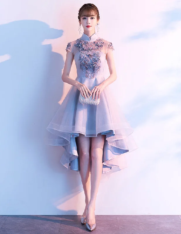 Mega Sale Marbel Cap Sleeve Patchwork High-low Formal Dress
