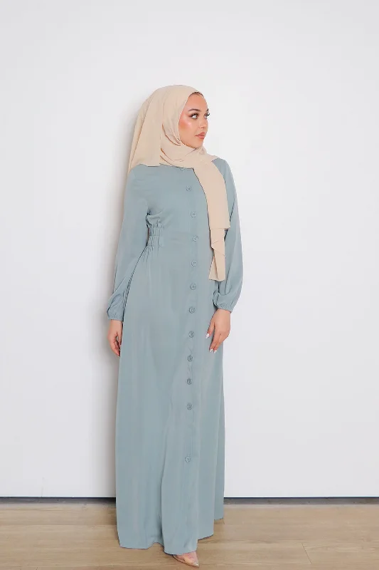 Overstock Sale Maya Soft Button Down Dress- Mint Gray