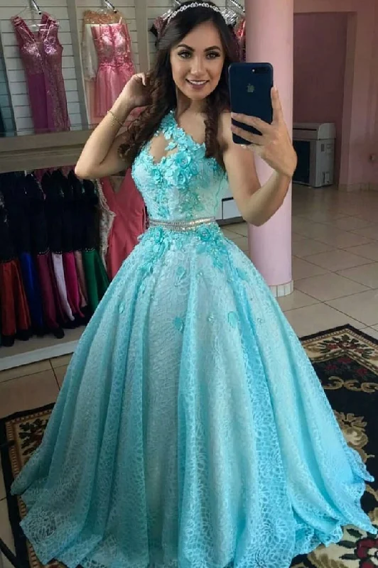 Super Sale One Shoulder A-line Ball Gown Light Blue Lace Evening Ball Gown Lace Prom Dresses,DS4265 Super Sale One Shoulder A-line Ball Gown Light Blue Lace Evening Ball Gown Lace Prom Dresses,DS4265