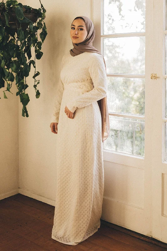 Take Advantage Navera Lace Wrap Maxi Dress- Cream
