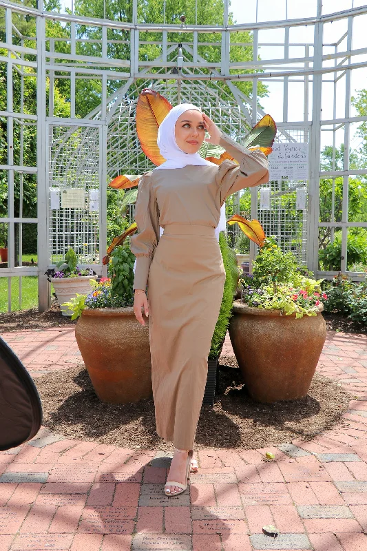 Best Bargains Luxe Cotton Skirt- Khaki