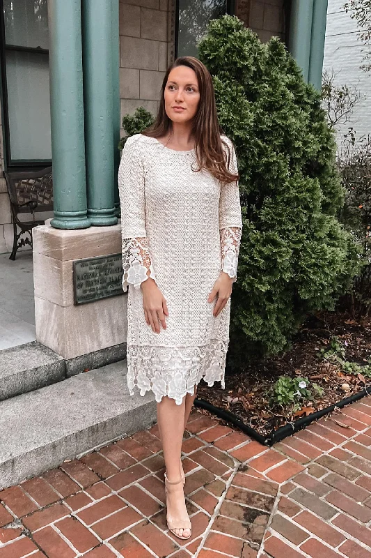 Clearance Items Lydia Crochet Dress in Ivory