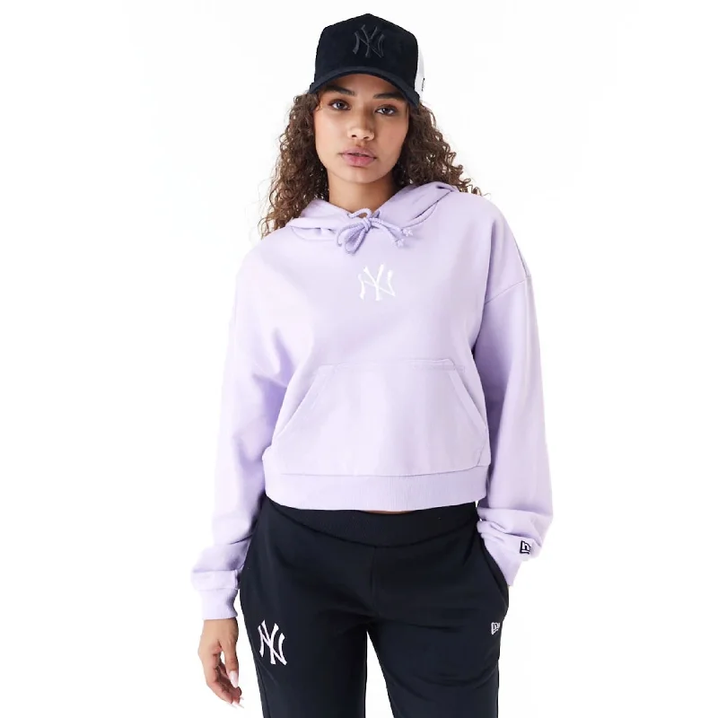 Buy Now New York Yankees MLB Lifestyle Purple Womens Crop Pullover Hoodie