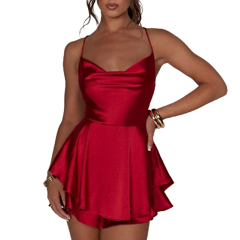 Online Only Backless Satin Dress