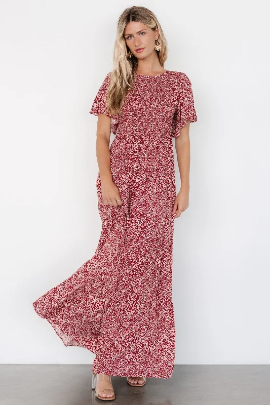 off-the-shoulder dressEliza Maxi Dress | Rust Print