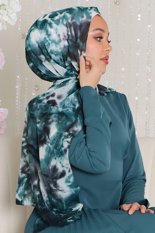 Can't Miss Chiffon Tie-Dye Scarf- Teal