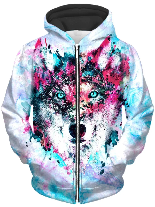 fleece hoodie for winterWolf Unisex Zip-Up Hoodie