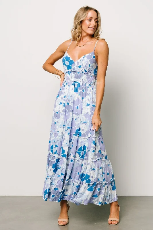 Special Offer Malia Cross Back Maxi Dress | Blue + Purple Multi