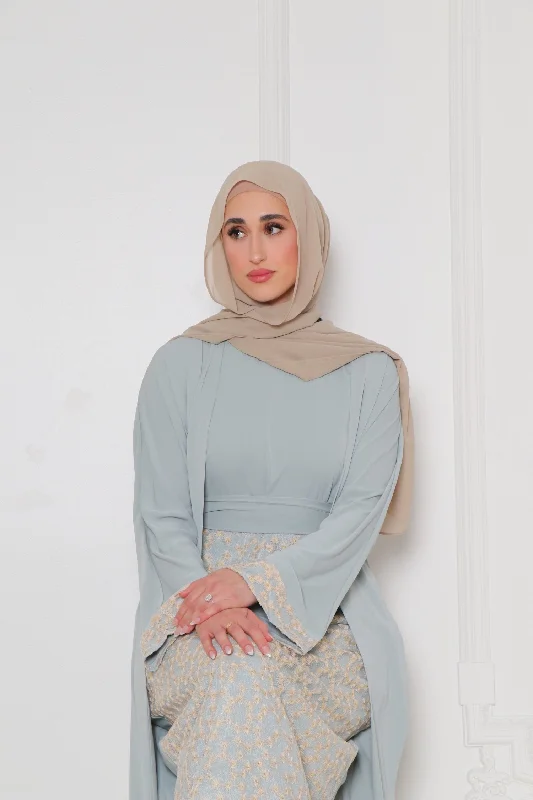 Closeout Azra Embroidery Abaya Set- Mint
