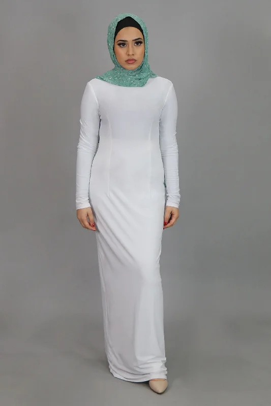 Deal Mania White Plain Fitted Spandex Maxi Dress