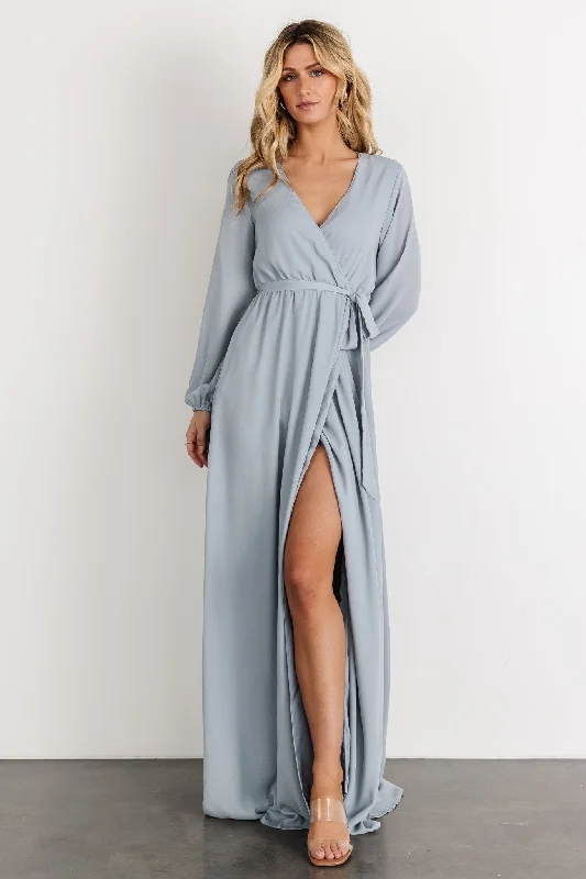 ashionable dressBreanne Faux Wrap Maxi Dress | Light Blue