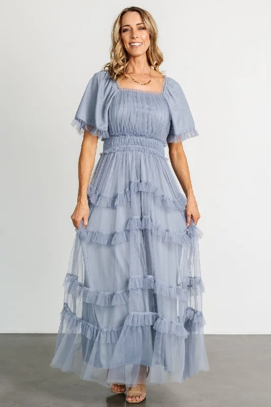 knit dressMagdalena Tulle Maxi Dress | Dusty Blue