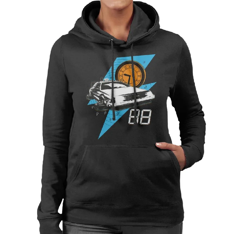 vintage hoodieBack to the Future 88 Clock And Delorean Women's Hooded Sweatshirt