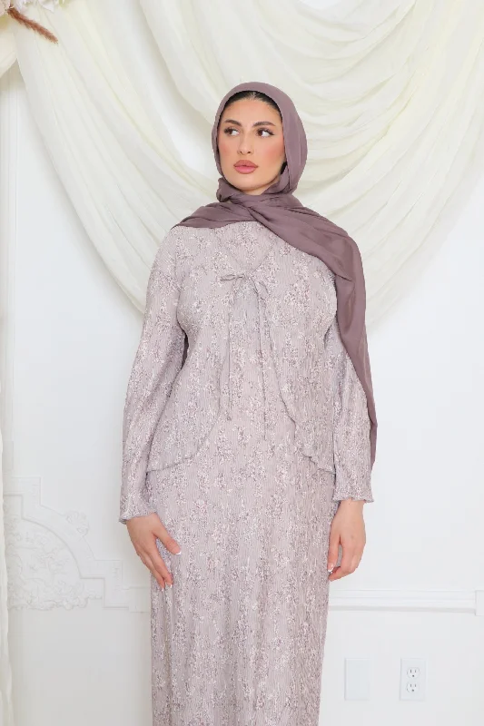 Loyalty Reward Lina Floral Maxi Dress Set- Lavender Gray