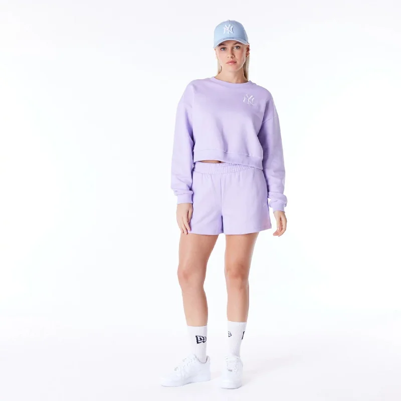 Seasonal Clearance New York Yankees Womens MLB League Essential Pastel Purple Crop Crew Neck Sweatshirt
