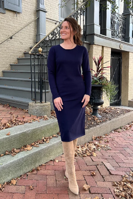 Reduced Prices THE QUINN EVERYDAY SCOOP NECK SWEATER DRESS IN NAVY