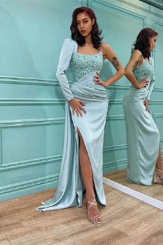 Epic Deals Fabulous Long Sleeves Sequins Prom Dress Mermaid Slit On Sale,DS4677