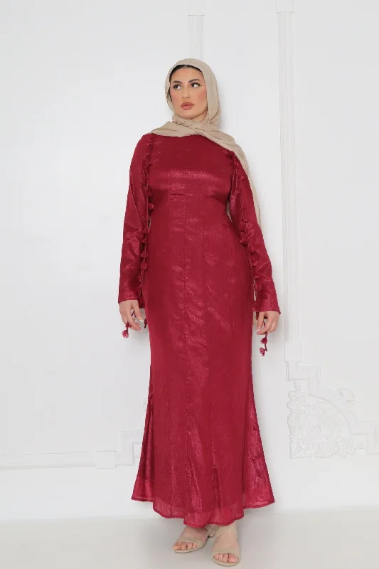 Now or Never Nailea Organza Maxi Dress- Burgundy