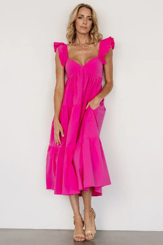 midi dressAria Back Tie Dress | Pink