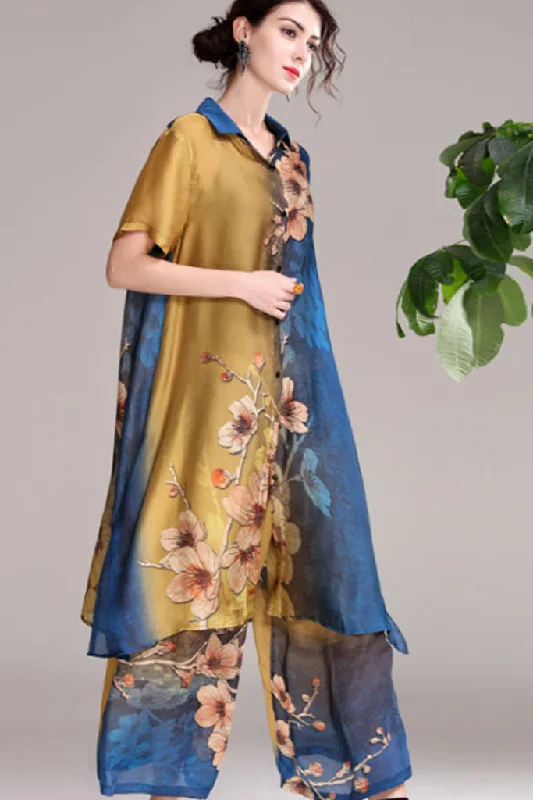 Discount Deals SHORT SLEEVE LOOSE BLOUSE AND WIDE LEG PANTS TWO-PIECE SET
